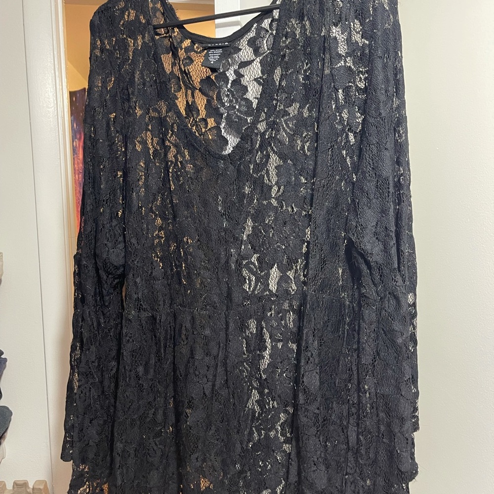 Torrid Black Lace dress shirt